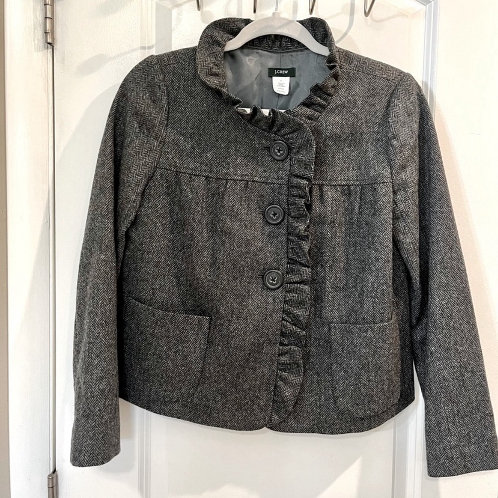 J crew Fiona wool herringbone tweed jacket